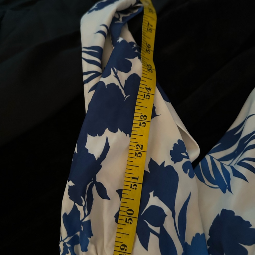 the blue halter cut out ruffle maxi Dress Size XL wedding multi blue wht floral - Picture 14 of 15